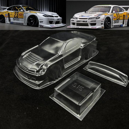 ARRIS 1/28ミニRC蚊車用クリアPCボディ 京商Mini-Z対応 LBWK S15風デザイン 未塗装