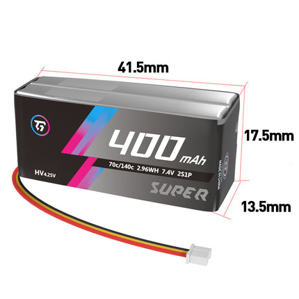 TG Super 400Mah 2S 7.6V 70C リポバッテリー