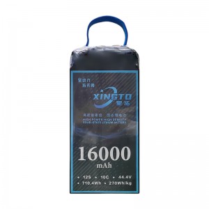 XINGTO 12S 44.4V 16000mAh HV 10C Lipo バッテリー高密度半固体リチウム電池　産業ドローン用 AS150U-F